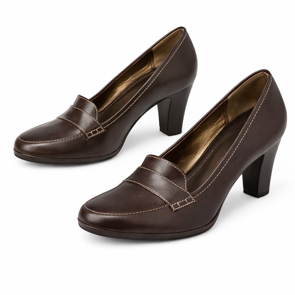 LIZ CLAIBORNE FLEX Brown Leather Heels Shoes 7M